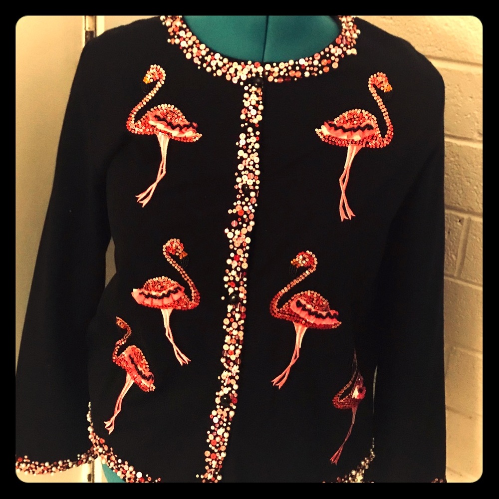 Michael Simon Stunning Black & Pink Flamingos